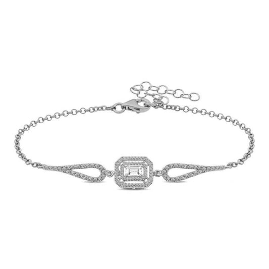 Rectangular Baguette Silver Bracelet