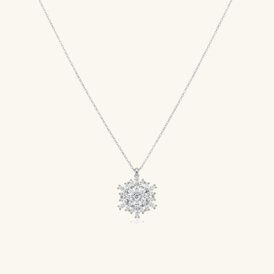 Rotating Snowflake Lotus Flower Silver Pendant