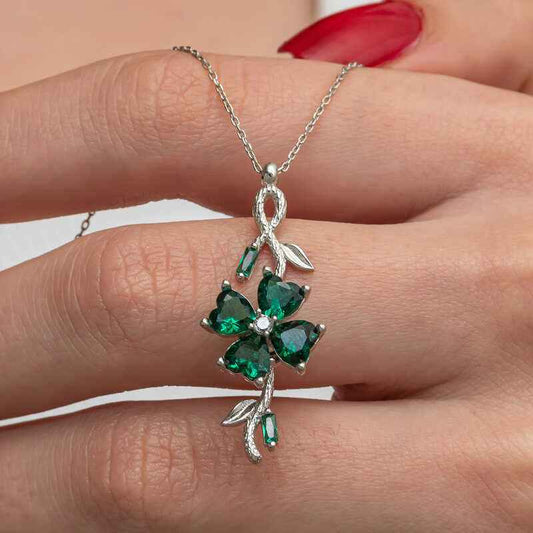 Rotating Green Clover Women's Silver Pendant