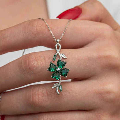 Rotating Green Clover Women's Silver Pendant