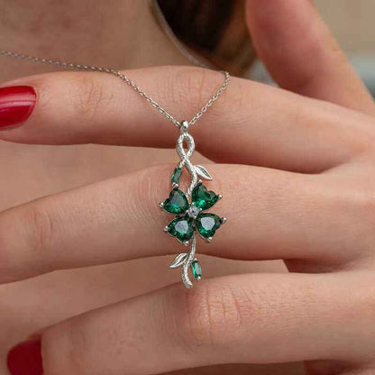 Rotating Green Clover Women's Silver Pendant