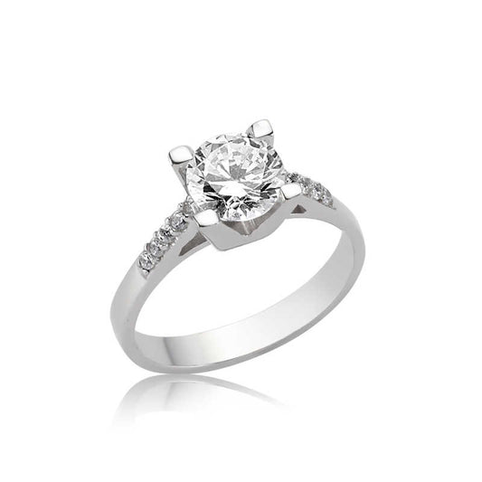 Single Stone Women's Silver Ring