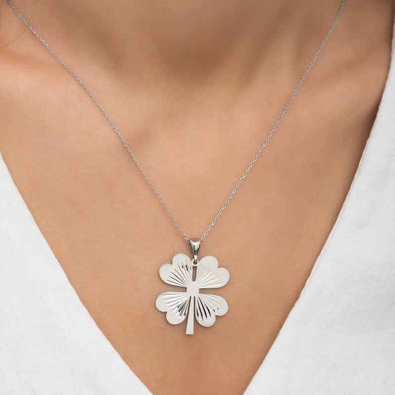 Four-Leaf Clover Women's Silver Necklace