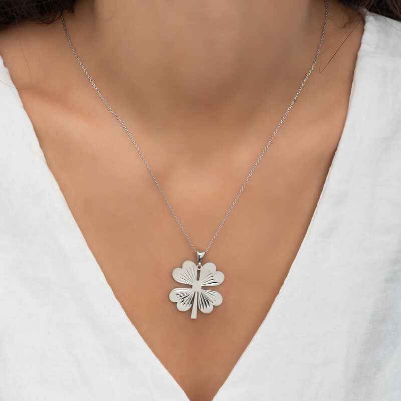 Four-Leaf Clover Women's Silver Necklace