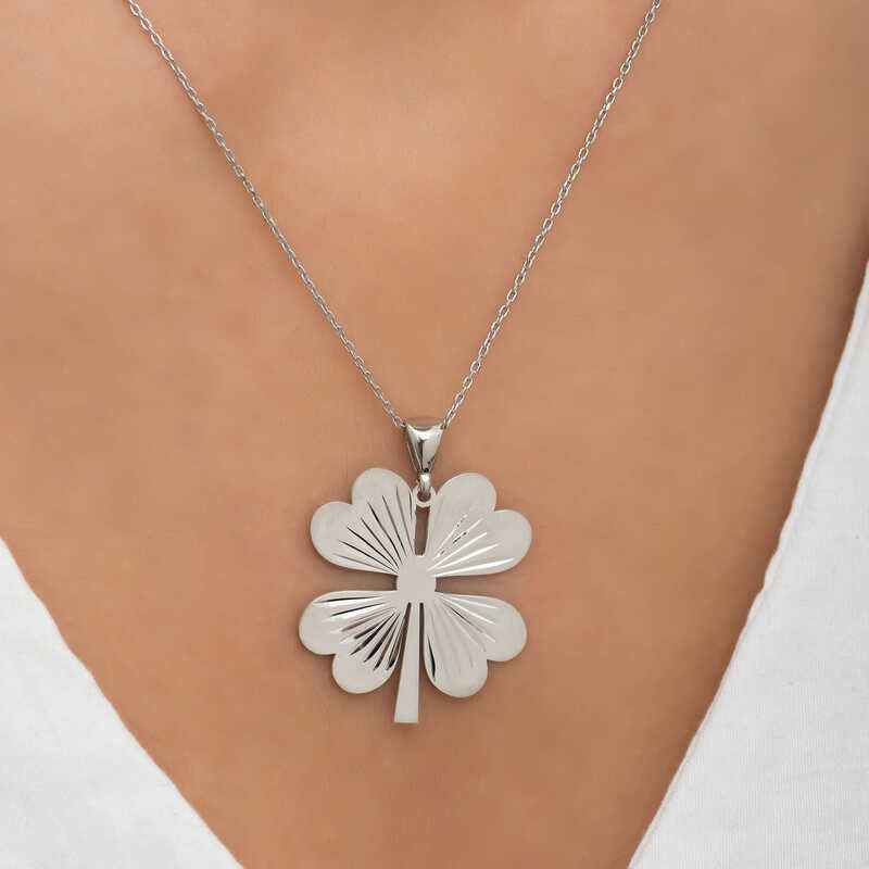 Four-Leaf Clover Women's Silver Necklace