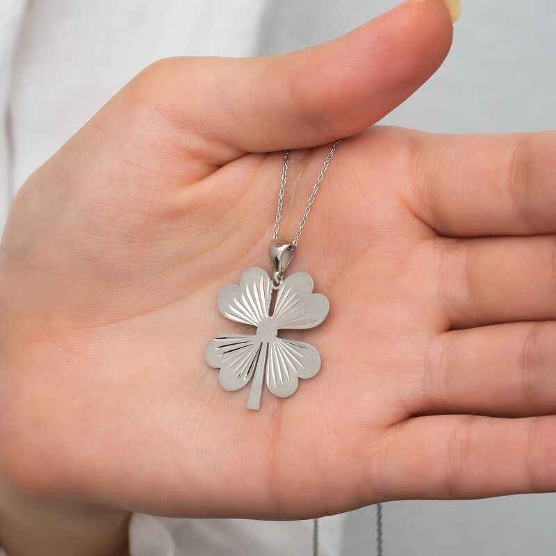 Four-Leaf Clover Women's Silver Necklace