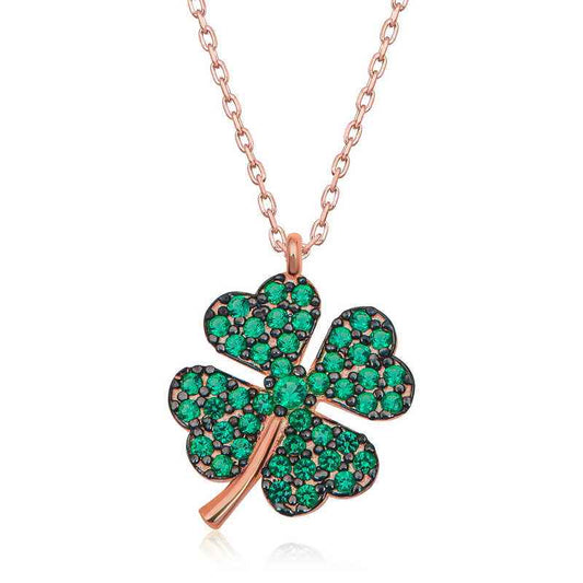 Rose Four-Leaf Clover Women's Silver Pendant