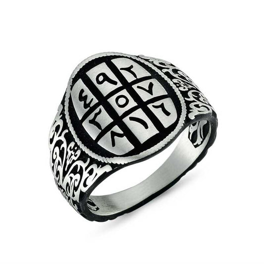 Abjad Men's Silver Ring