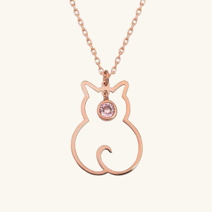 October Birthstone Cat Women's Silver Necklace
