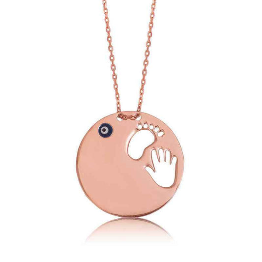 Hand and Footprint Mother's Silver Pendant