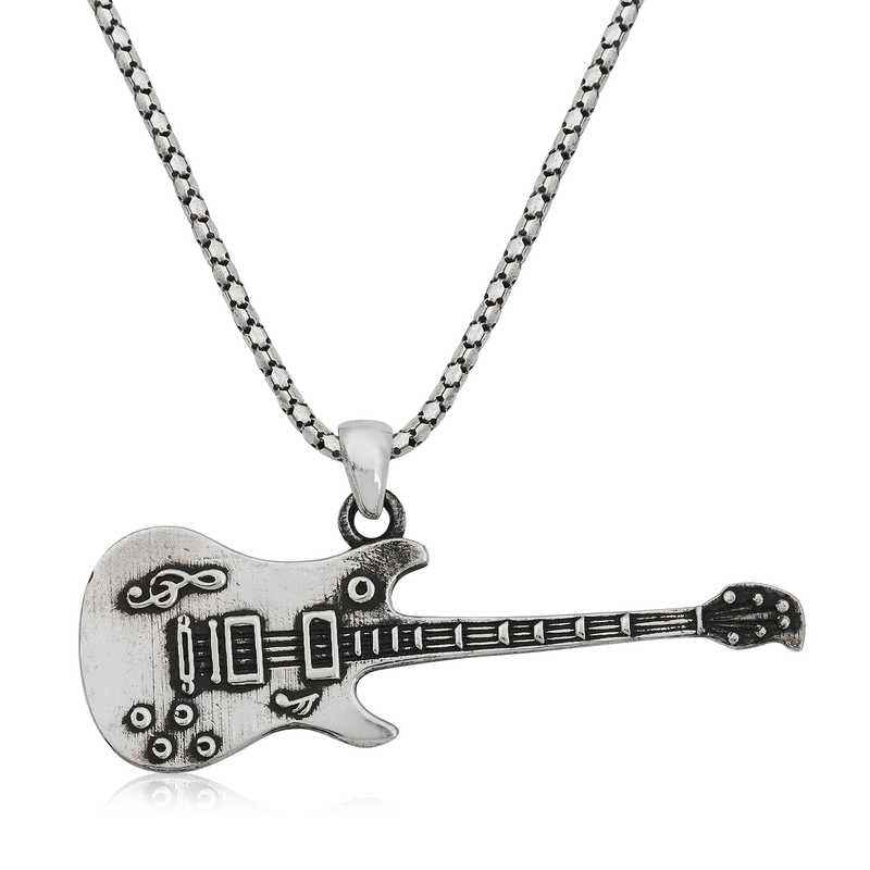 Electric Guitar Men's Silver Necklace