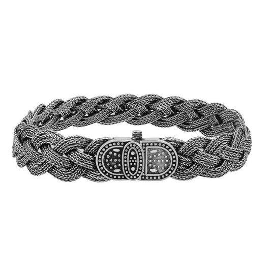 Bracelet en argent tricoté à la main