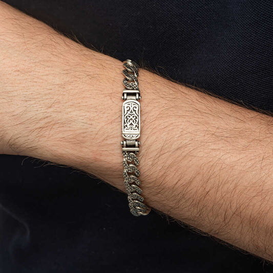 Handcrafted Knit Gourmet Men's Silver Bracelet