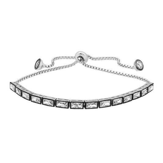 Bracelet élévateur en argent serti de diamants taille émeraude