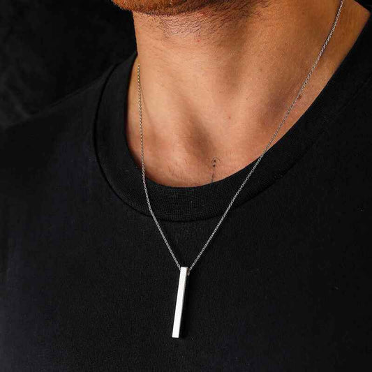 Men's Bar Silver Necklace