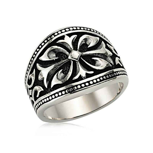 Patterned Men's Silver Ring