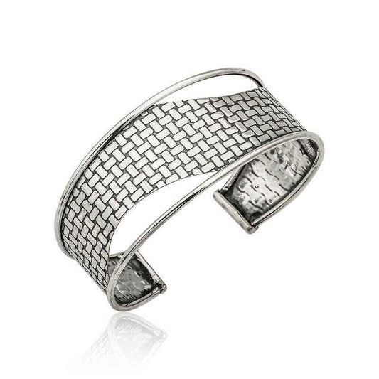 Antiqued Pattern Women's Silver Bracelet