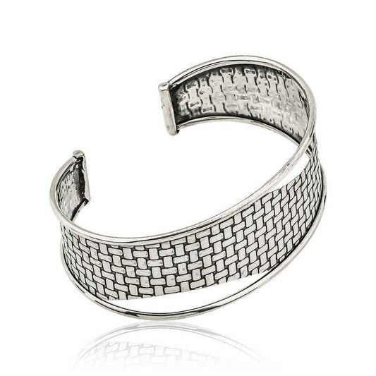 Antiqued Pattern Women's Silver Bracelet