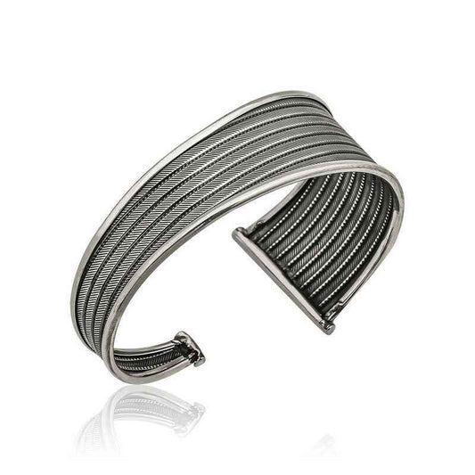 Antiqued Pattern Women's Silver Bracelet