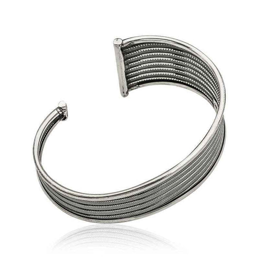 Antiqued Pattern Women's Silver Bracelet