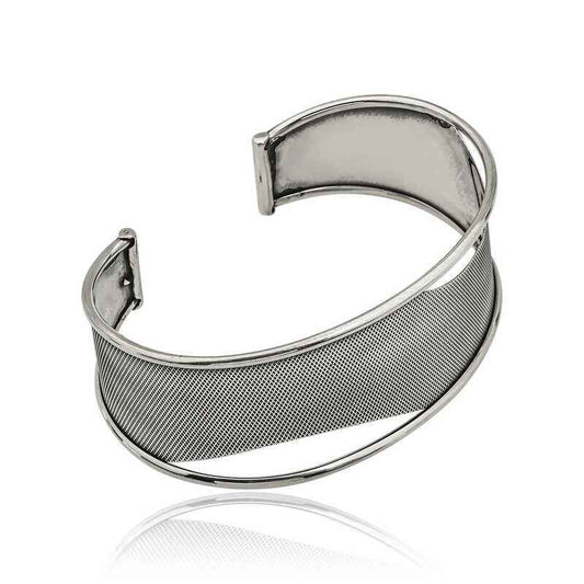 Antiqued Pattern Women's Silver Bracelet