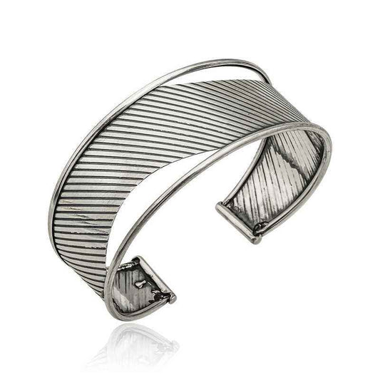 Antiqued Pattern Women's Silver Bracelet