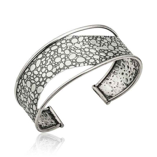 Antiqued Pattern Women's Silver Bracelet