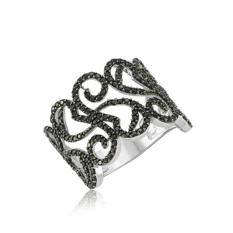 Black Stone Women's Silver Ring