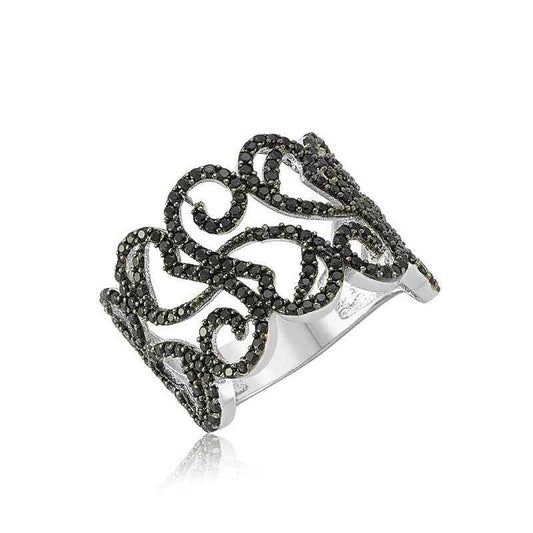 Black Stone Women's Silver Ring