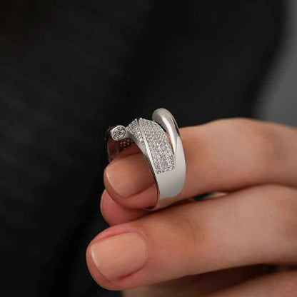 Zircon Stone Women's Silver Ring