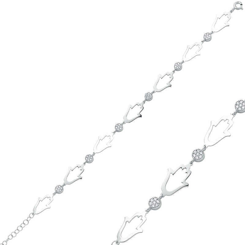 Bracelet en argent pour femme avec main