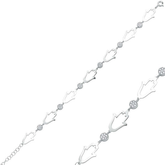 Bracelet en argent pour femme avec main