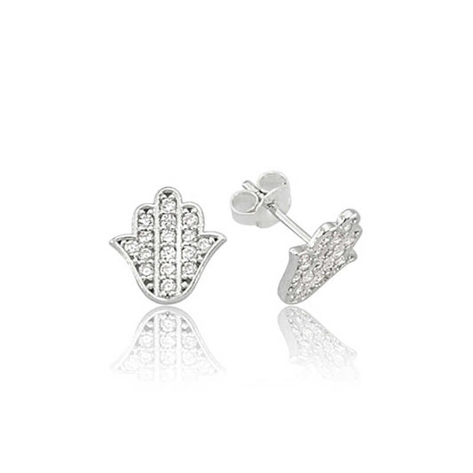 Hand Stud Silver Earrings