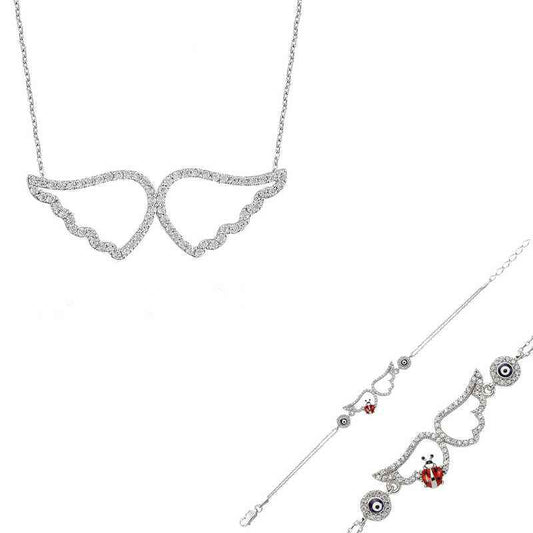 Angel Wing Women's Silver Set
