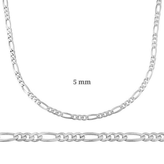 5 mm Silver Figaro Chain - 140 micron