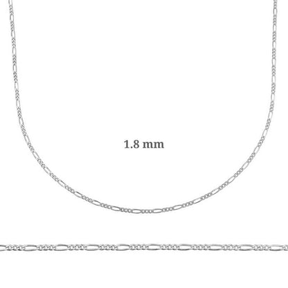 Chaîne Figaro en argent de 1,8 mm - 0,50 micron