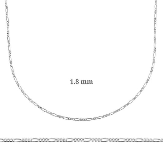 Chaîne Figaro en argent de 1,8 mm - 0,50 micron