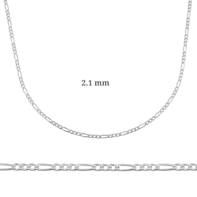 Chaîne Figaro en argent de 2,10 mm - 0,60 micron