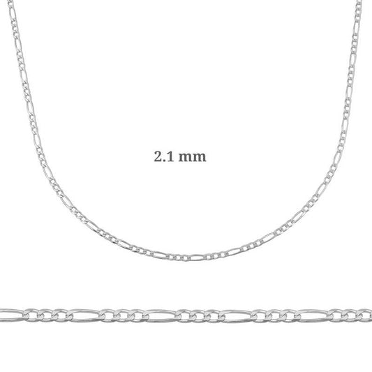 Chaîne Figaro en argent de 2,10 mm - 0,60 micron