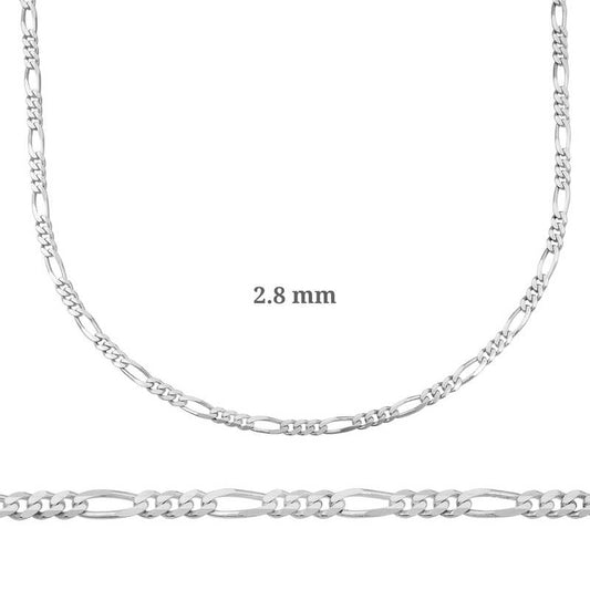 Chaîne Figaro en argent de 2,8 mm - 0,80 micron