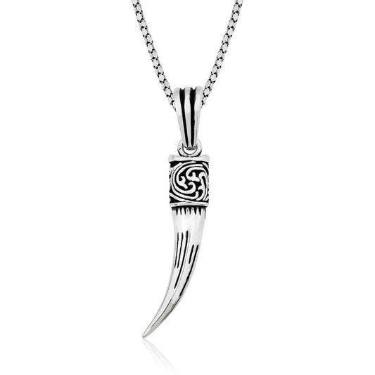 Collier en argent avec défenses d'éléphant