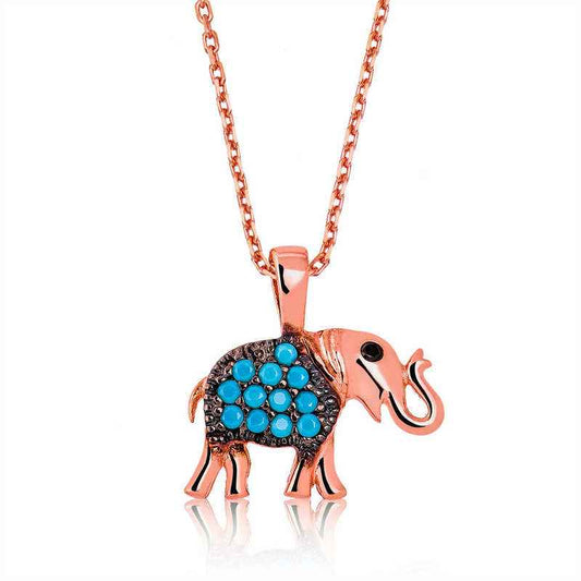 Blue Elephant Women's Rose Gold Plated Silver Necklace