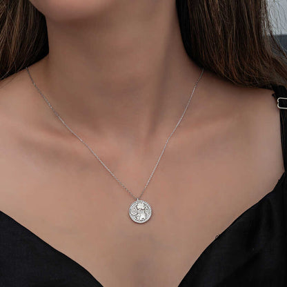 Elephant Motif Luck Women's Silver Necklace