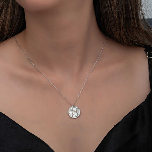 Elephant Motif Luck Women's Silver Necklace