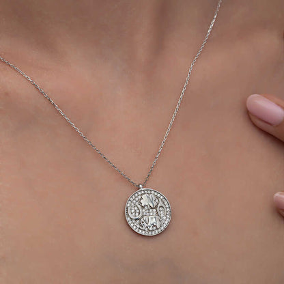 Elephant Motif Luck Women's Silver Necklace