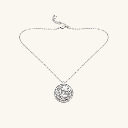 Elephant Motif Luck Women's Silver Necklace