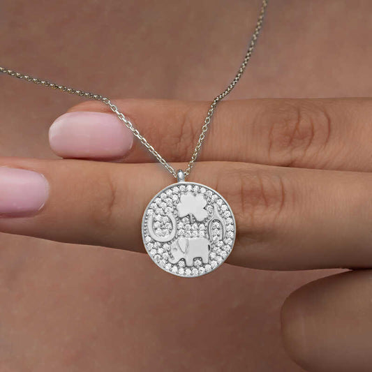 Elefantenmotiv Glück Damen Silber Halskette
