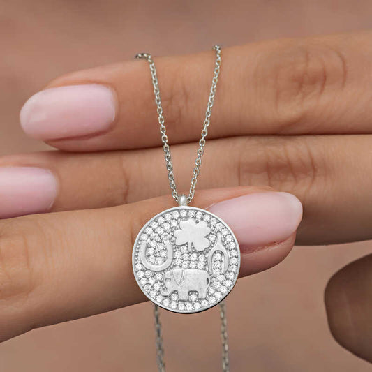 Elephant Motif Luck Women's Silver Necklace