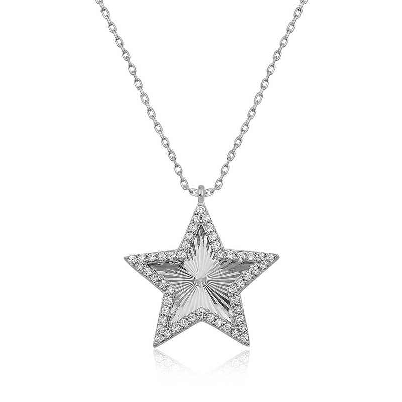 Frilled Star Pattern Women's Silver Necklace