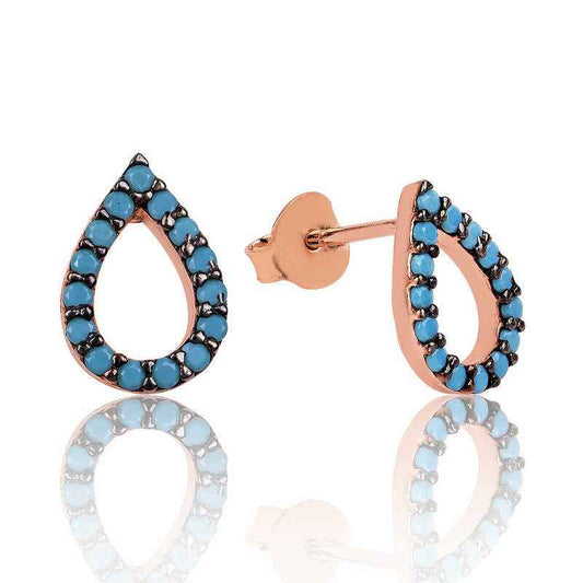 Turquoise Stone Love Drop Silver Earrings